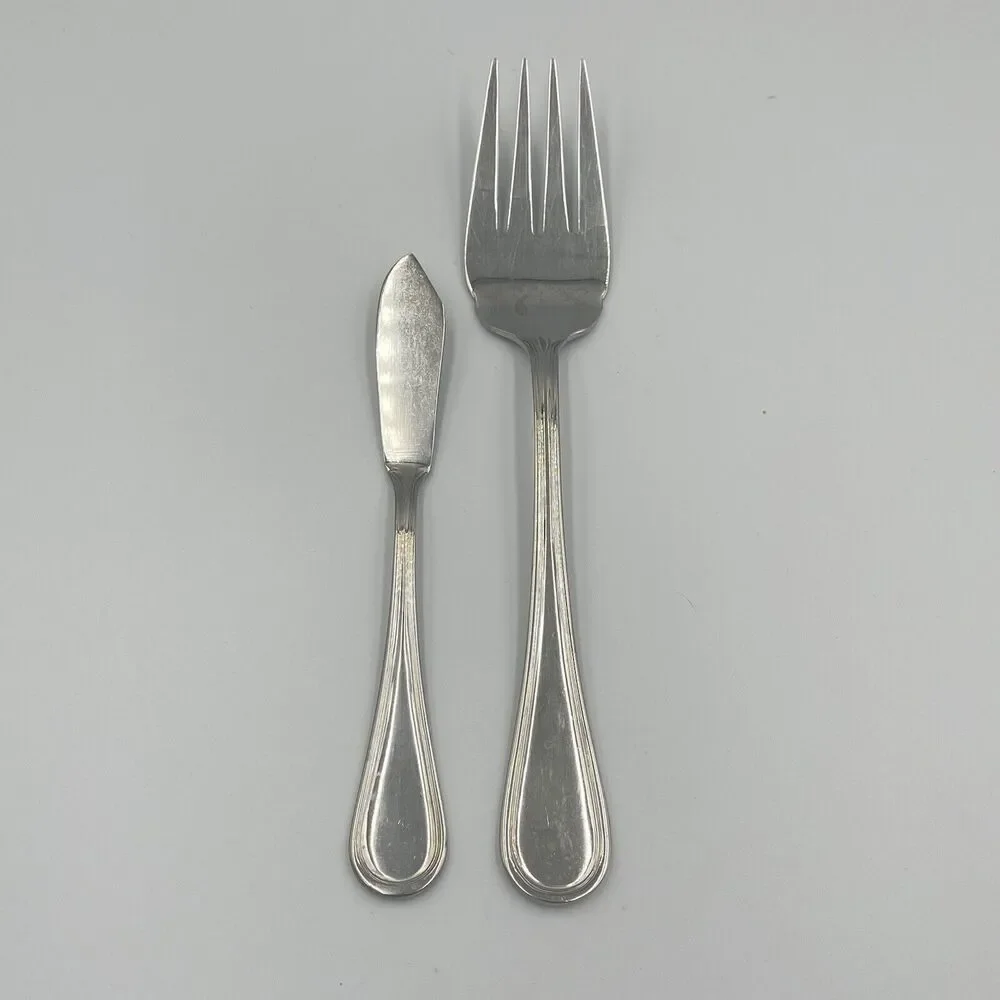 Cuisinart Stratford Glossy 18/10 Stainless Cold Meat Fork Flat Butter Knife Lot